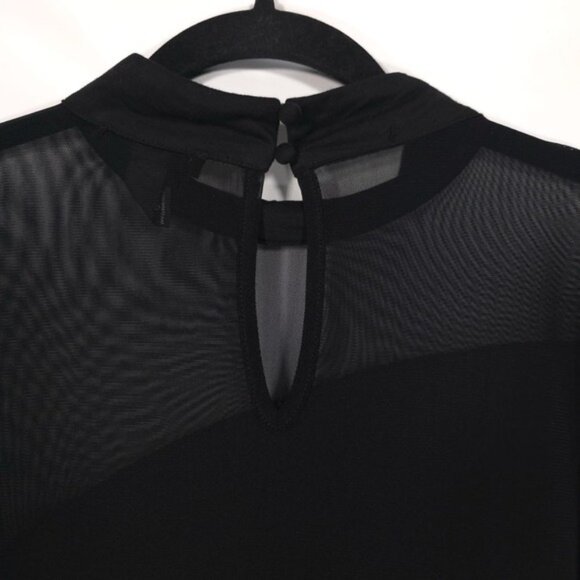 Revolve H:OURS Cherise Asymmetrical Mesh Mini Dress Black LARGE Long Sleeve - Picture 10 of 10